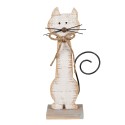 Clayre & Eef Figurine décorative Chat 38 cm Blanc Bois