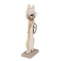 Clayre & Eef Figurine décorative Chat 38 cm Blanc Bois