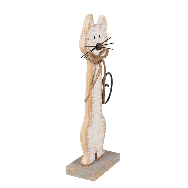 Clayre & Eef Decoratie Beeld Kat 38 cm Wit Hout