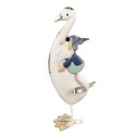 Clayre & Eef Decoratie Beeld Gans 36 cm Wit Blauw IJzer