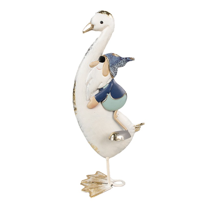 Clayre & Eef Figurine décorative Oie 36 cm Blanc Bleu Fer