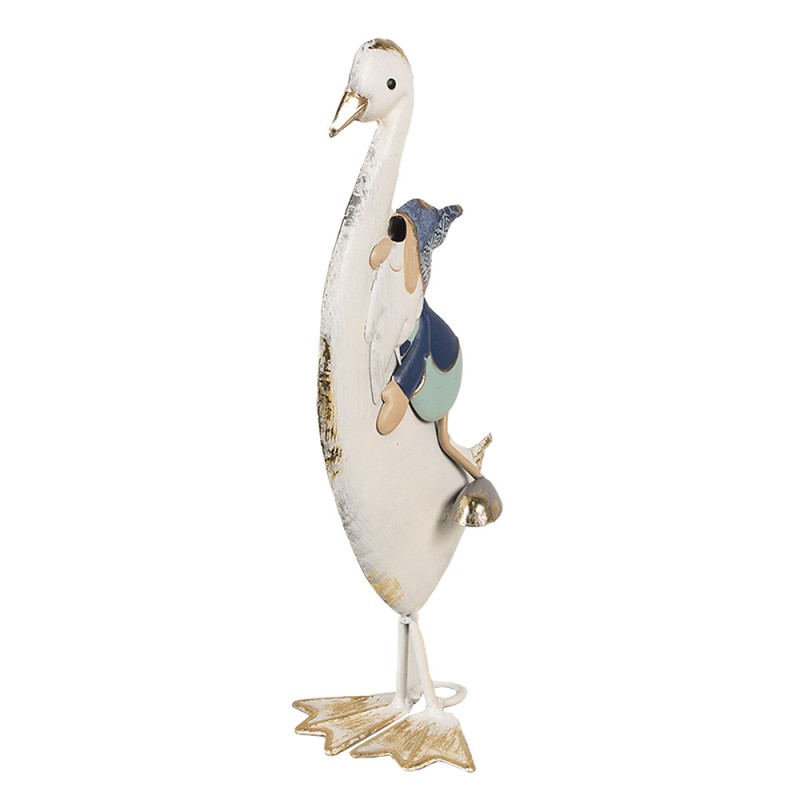 Clayre & Eef Dekorationsfigur Gans 36 cm Weiß Blau Eisen