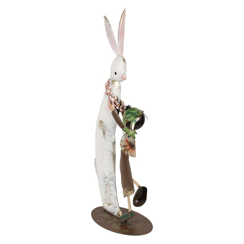 Clayre & Eef Figurine décorative Lapin 57 cm Blanc Fer
