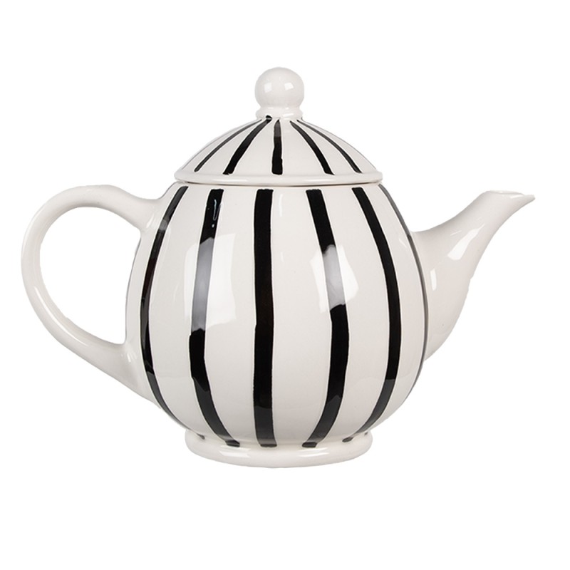 Clayre & Eef Teapot 675 ml White Black Ceramic Rabbit