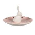 Clayre & Eef Bowl Rabbit Ø 14x9 cm Pink Ceramic Hearts