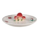 Clayre & Eef Decorative Bowl Ø 21x4 cm White Red Ceramic