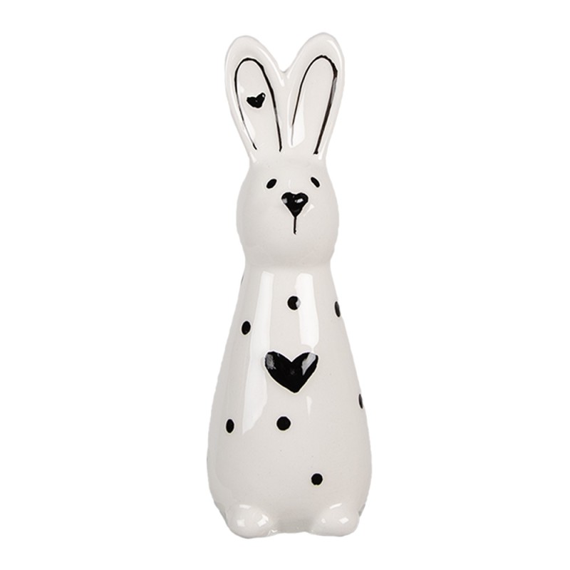 Clayre & Eef Figur Kaninchen 13 cm Weiß Schwarz Keramik