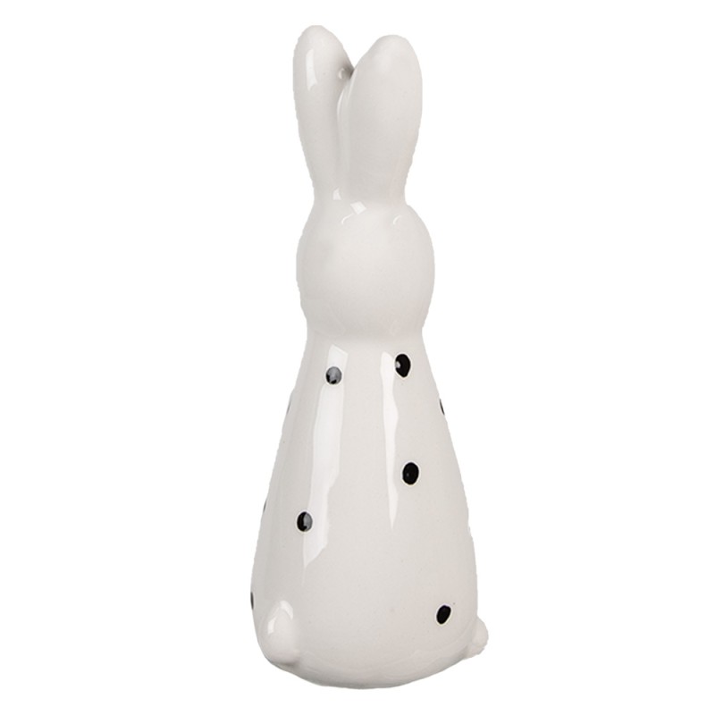Clayre & Eef Figurine Rabbit 13 cm White Black Ceramic