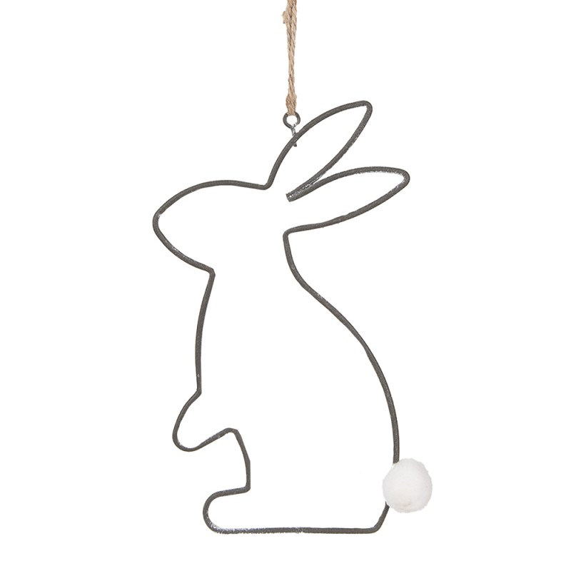 Clayre & Eef Easter Pendant Rabbit 17 cm Grey Iron