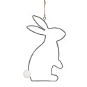 Clayre & Eef Easter Pendant Rabbit 17 cm Grey Iron