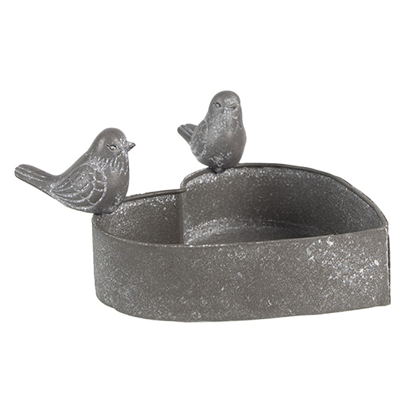 Clayre & Eef Planter Heart 14x12x7 cm Grey Iron Heart-Shaped