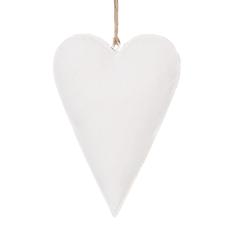 Clayre & Eef Decorative Pendant Heart 10 cm White Iron