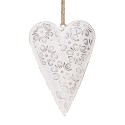 Clayre & Eef Decorative Pendant Heart 8 cm White Iron
