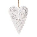 Clayre & Eef Decorazione pendente Cuore 8 cm Bianco Ferro