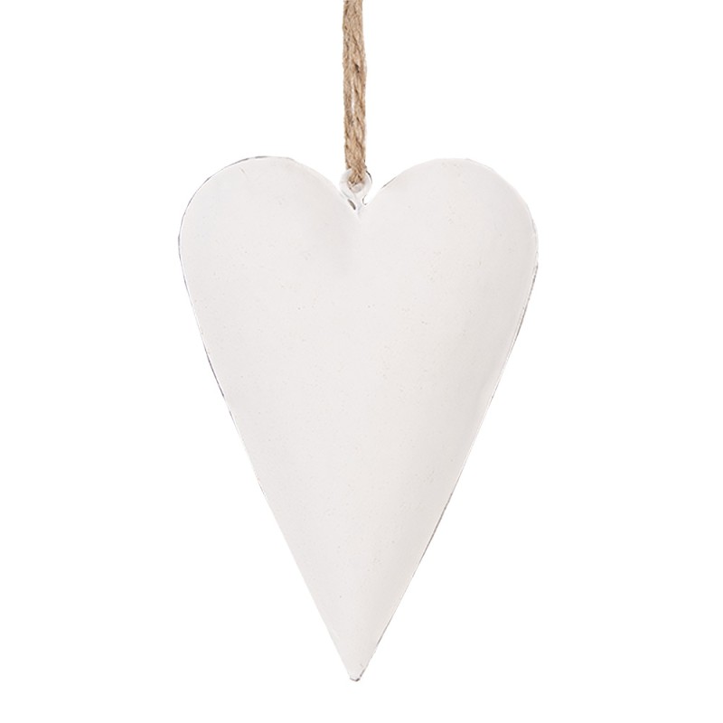 Clayre & Eef Decorative Pendant Heart 8 cm White Iron