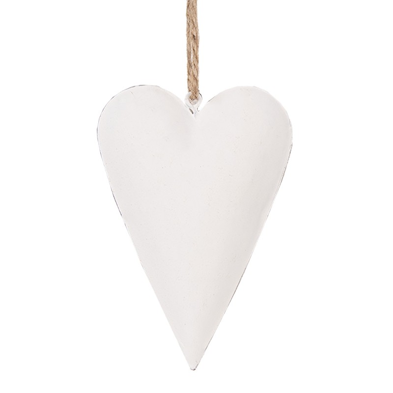 Clayre & Eef Décoration pendentif Coeur 8 cm Blanc Fer