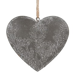 Clayre & Eef Decorative Pendant Heart 10 cm Grey Iron
