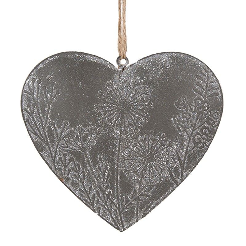 Clayre & Eef Décoration pendentif Coeur 10 cm Gris Fer