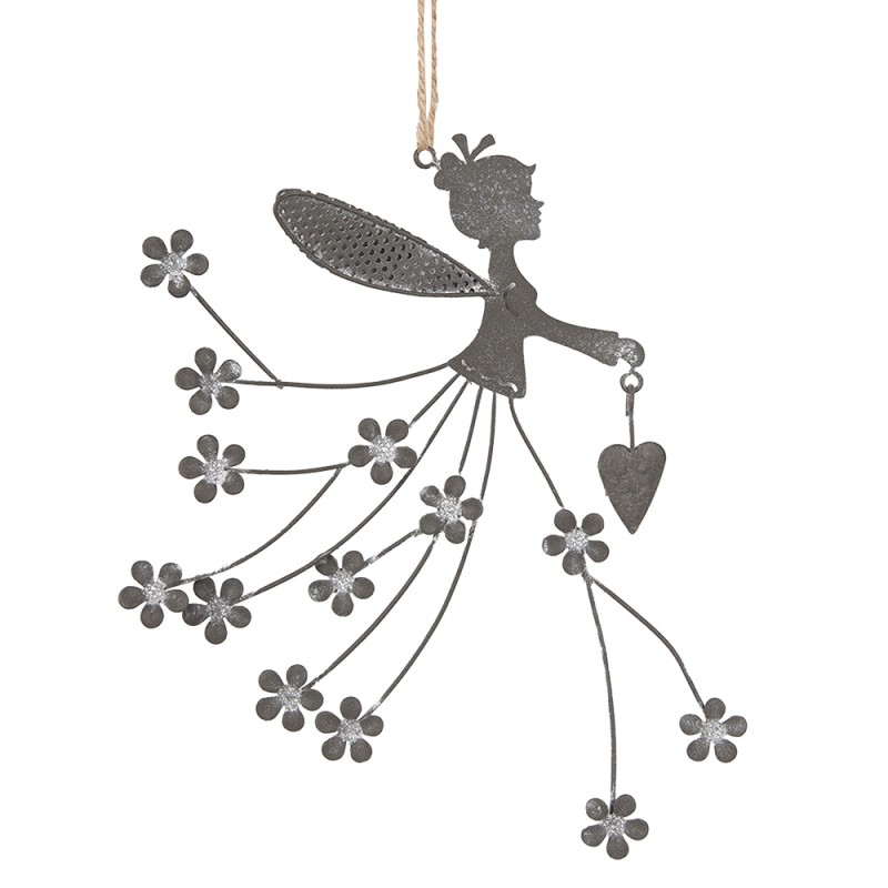 Clayre & Eef Decoratie Hanger Fee 20 cm Grijs IJzer