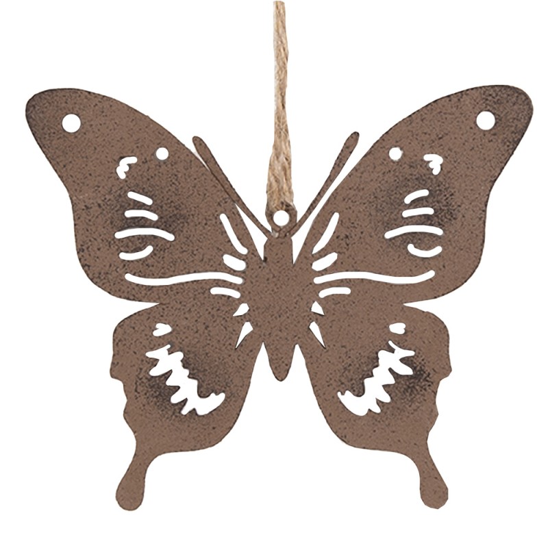 Clayre & Eef Décoration pendentif Papillon 11 cm Marron Fer