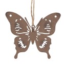 Clayre & Eef Decorazione pendente Farfalla 11 cm Marrone Ferro