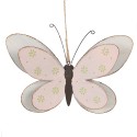 Clayre & Eef Decorative Pendant Butterfly 22 cm Pink Iron