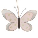 Clayre & Eef Decoratie Hanger Vlinder 16 cm Roze IJzer