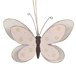 Clayre & Eef Décoration pendentif Papillon 16 cm Rose Fer