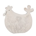 Clayre & Eef Figurine Chicken 15x6x14 cm White Iron