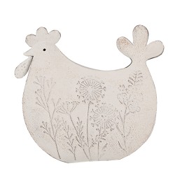 Clayre & Eef Figurine Chicken 15x6x14 cm White Iron