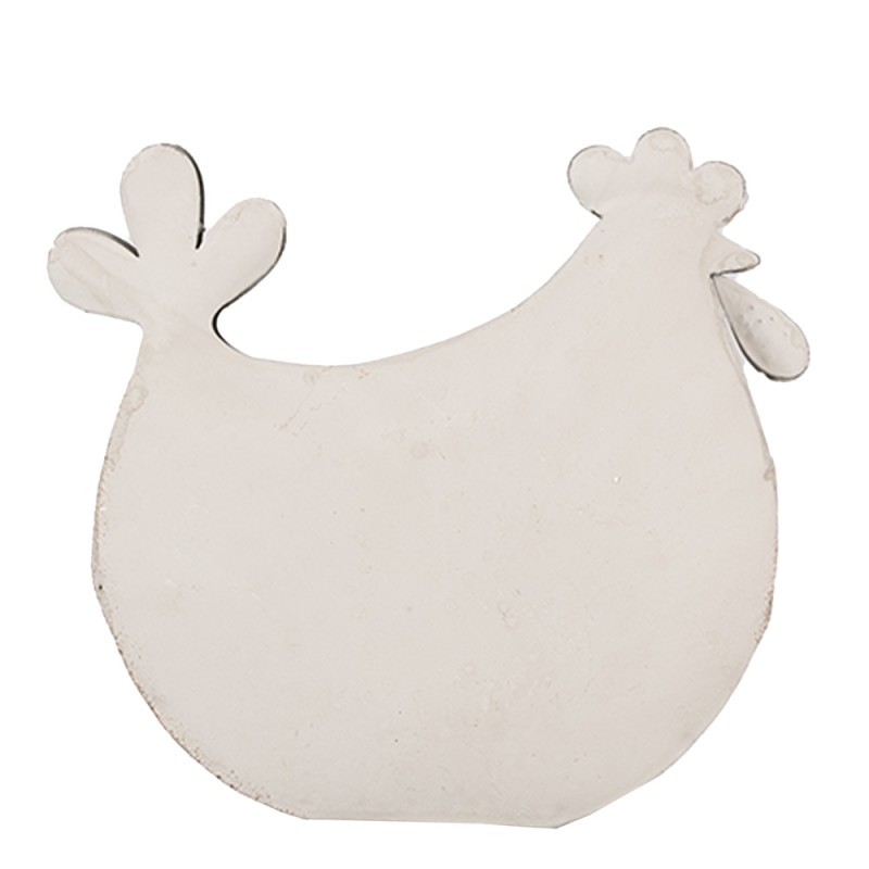 Clayre & Eef Statuetta Pollo 15x6x14 cm Bianco Ferro