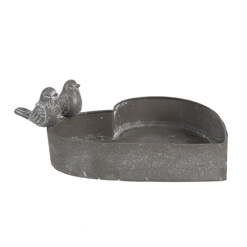 Clayre & Eef Planter Heart 19x17x7 cm Grey Iron Heart-Shaped