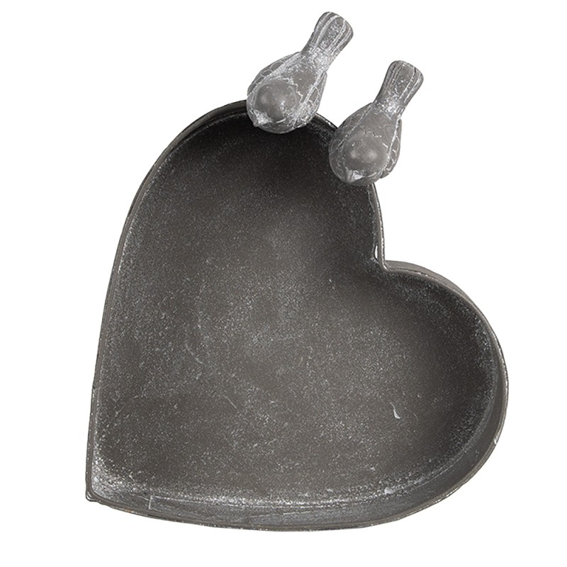 Clayre & Eef Fioriera Cuore 19x17x7 cm Grigio Ferro A forma di cuore