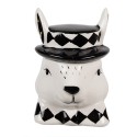 Clayre & Eef Pot de stockage Lapin 11 cm Blanc Noir Céramique