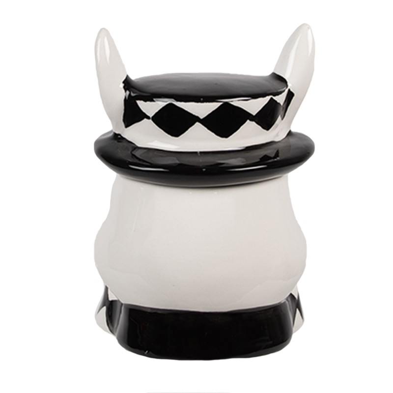 Clayre & Eef Barattolo di stoccaggio Coniglio 11 cm Bianco Nero Ceramica