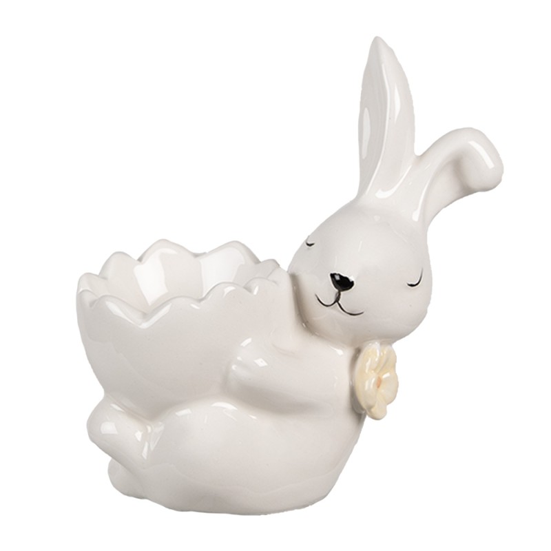 Clayre & Eef Portauova Coniglio 11 cm Bianco Ceramica