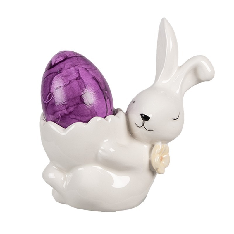 Clayre & Eef Eierbecher Kaninchen 11 cm Weiß Keramik