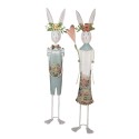Clayre & Eef Dekorationsfigur Kaninchen 88 cm Weiß Rosa Eisen