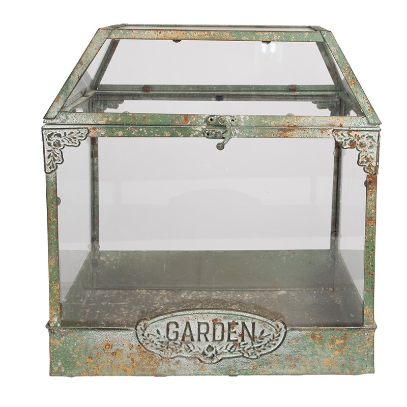 Clayre & Eef Decorative Propagation Box 33x21x36 cm Green Metal Glass Garden