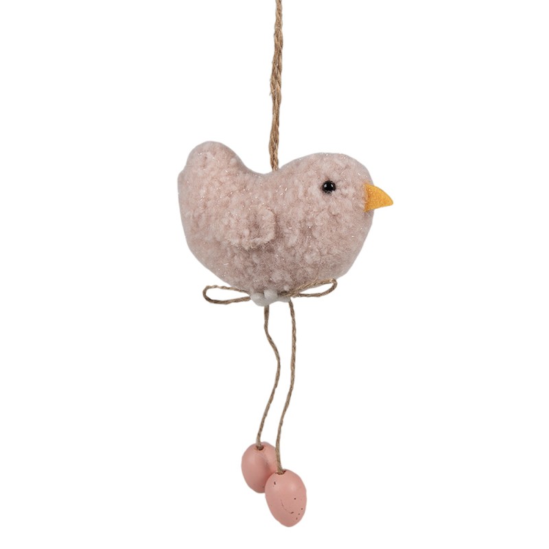 Clayre & Eef Easter Pendant Chick 14 cm Pink Fabric