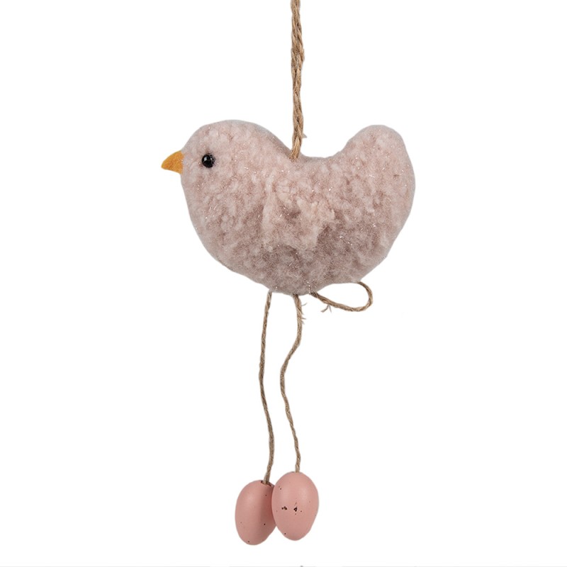 Clayre & Eef Easter Pendant Chick 14 cm Pink Fabric