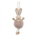 Clayre & Eef Easter Pendant Rabbit 15 cm Pink Fabric