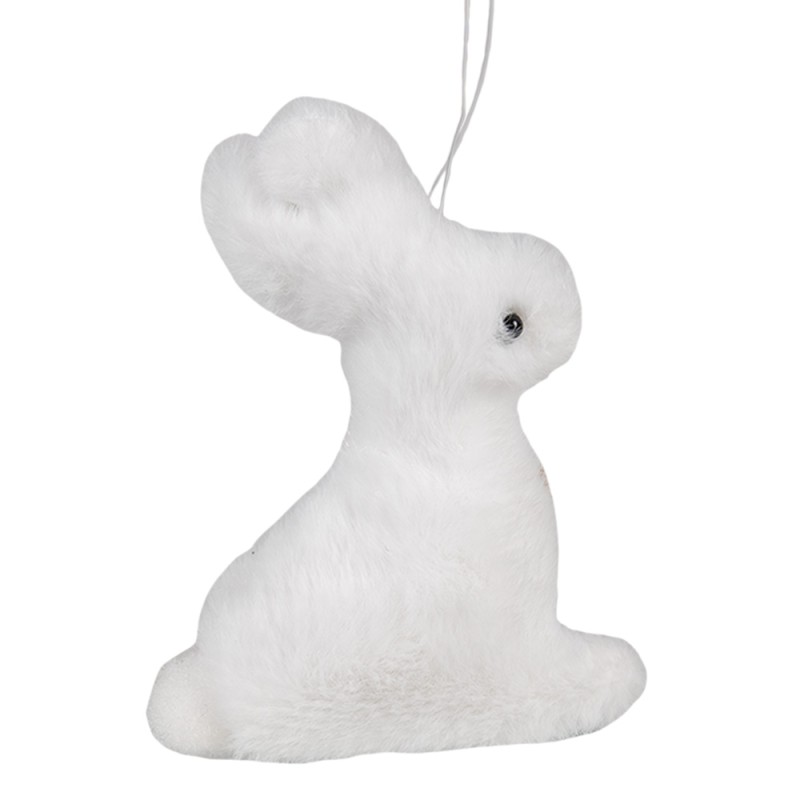 Clayre & Eef Ciondolo di Pasqua Coniglio 10 cm Bianco Cotone