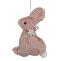 Clayre & Eef Easter Pendant Rabbit 10 cm Pink Cotton