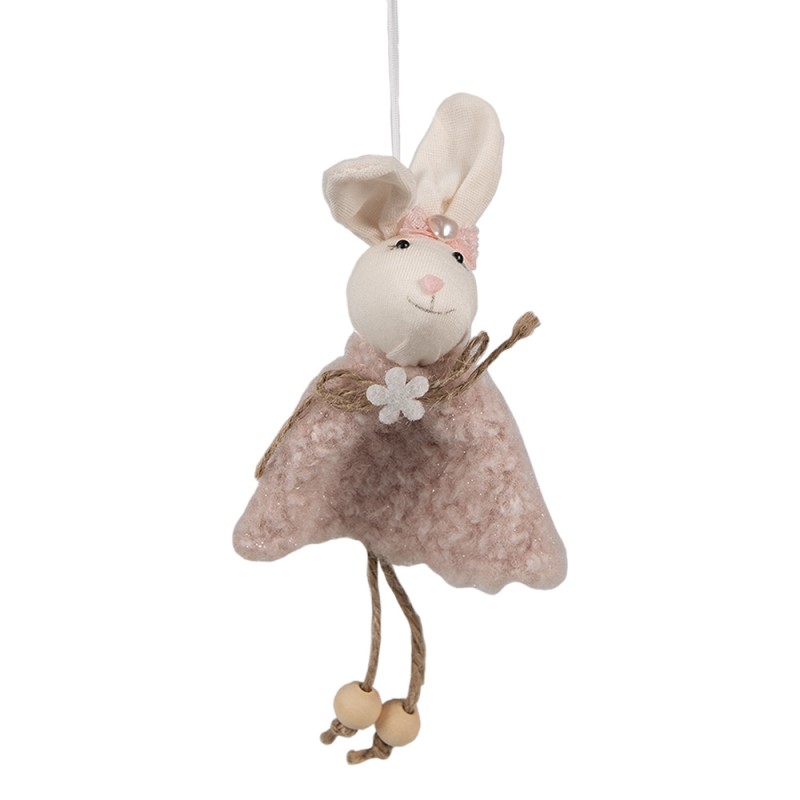 Clayre & Eef Easter Pendant Rabbit 16 cm Pink Cotton