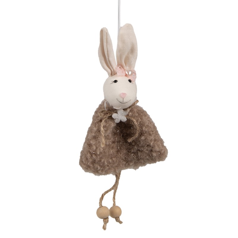 Clayre & Eef Ciondolo di Pasqua Coniglio 16 cm Marrone Cotone