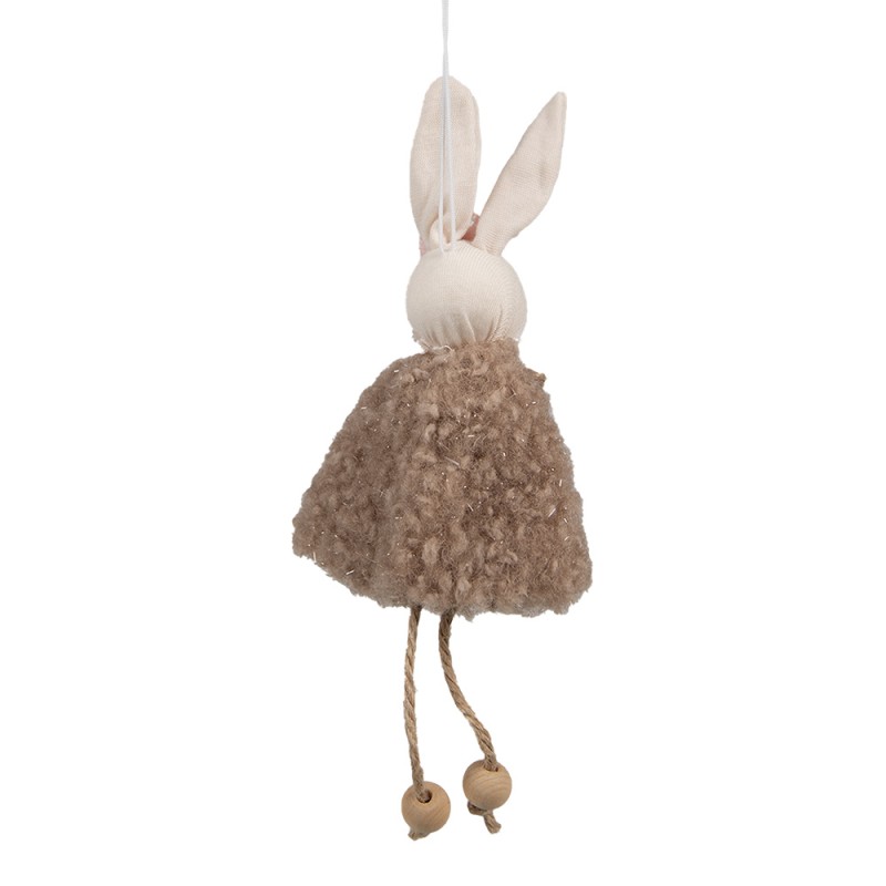 Clayre & Eef Ciondolo di Pasqua Coniglio 16 cm Marrone Cotone