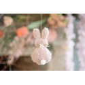 Clayre & Eef Ciondolo di Pasqua Coniglio 11 cm Rosa Tessuto