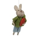 Clayre & Eef Easter Pendant Rabbit 11 cm Green Fabric