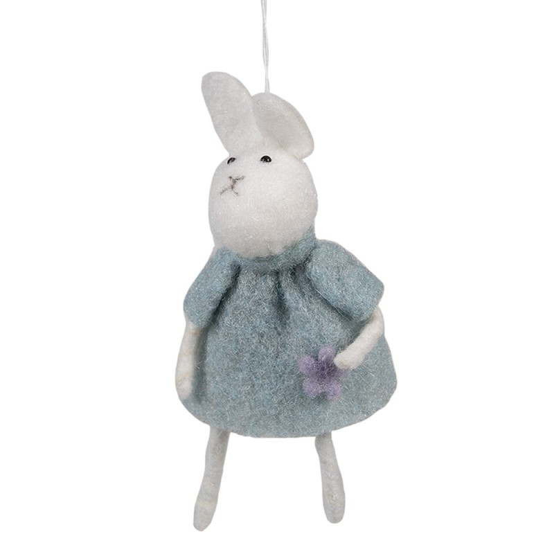 Clayre & Eef Easter Pendant Rabbit 13 cm Blue Fabric